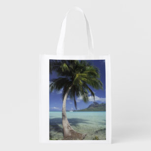 Bora Bora, French Polynesia Mt. Otemanu seen Reusable Grocery Bag