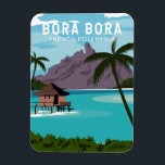 Bora Bora French Polynesia Travel Vintage Art Magnet<br><div class="desc">Bora Bora vector art design. Surrounded by sand-fringed islets and a turquoise lagoon protected by a coral reef,  it’s known for its scuba diving.</div>