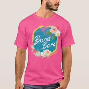 Bora Bora French Polynesian Vintage Floral T-Shirt