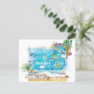 Bora Bora Islands French Polynesia Travel Map Postcard