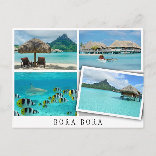 Bora Bora Lagoon collage with loose image Postcard