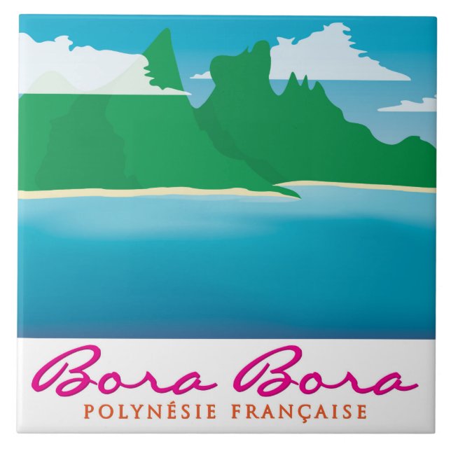 Bora bora landscape ceramic tile (Front)