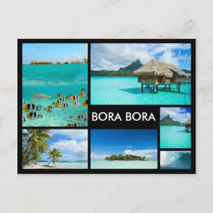 Bora Bora multiple picture black postcard collage