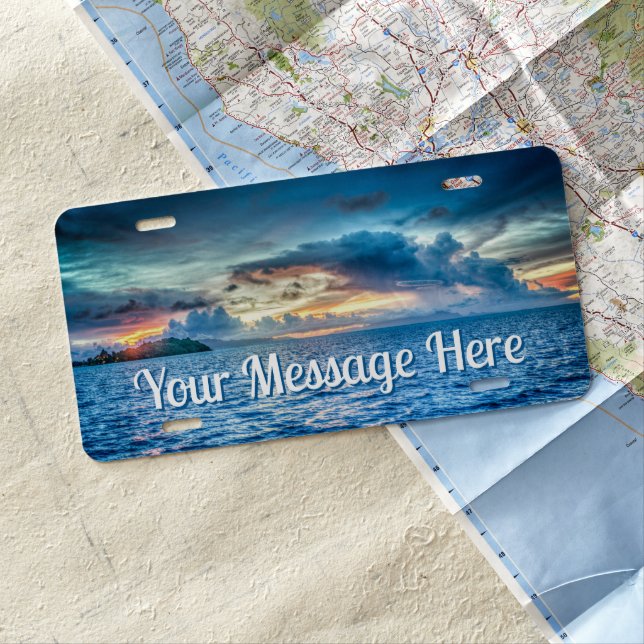 Bora Bora Ocean View Photograph  License Plate (In Situ)