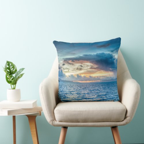 Bora Bora Ocean View Photograph Throw Pillow
