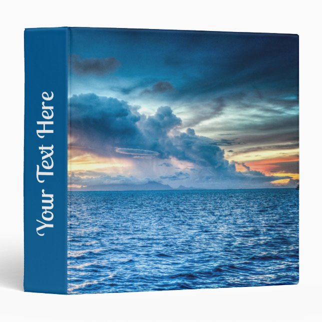 Bora Bora Ocean View Photograph Tissue Paper 3 Ring Binder (Front/Spine)