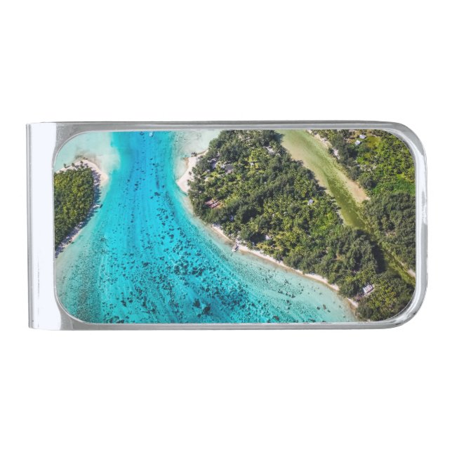 Bora Bora - Pathway To The Ocean Silver Finish Money Clip (Front)