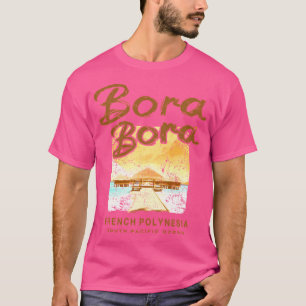 Bora Bora Retro Bungalow French Polynesian Vintage T-Shirt
