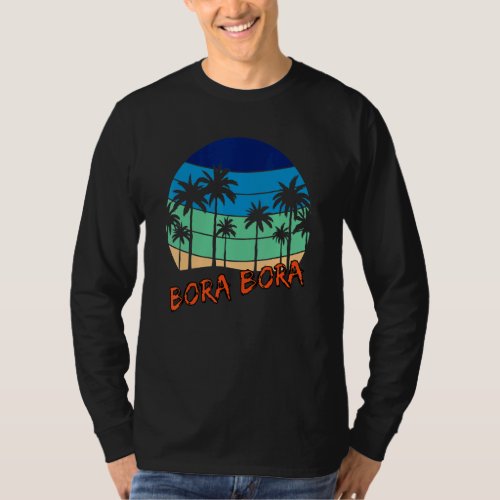 Bora Bora Retro Vintage Sunset Beach Design T_Shirt