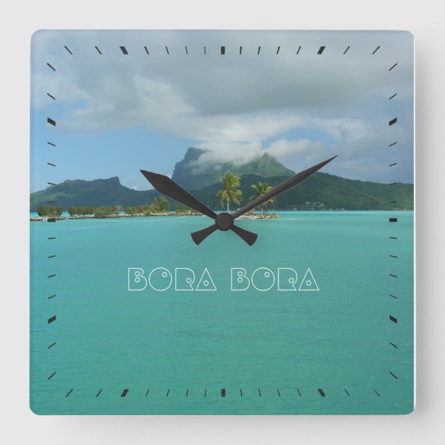 Bora Bora Square Wall Clock (Front)