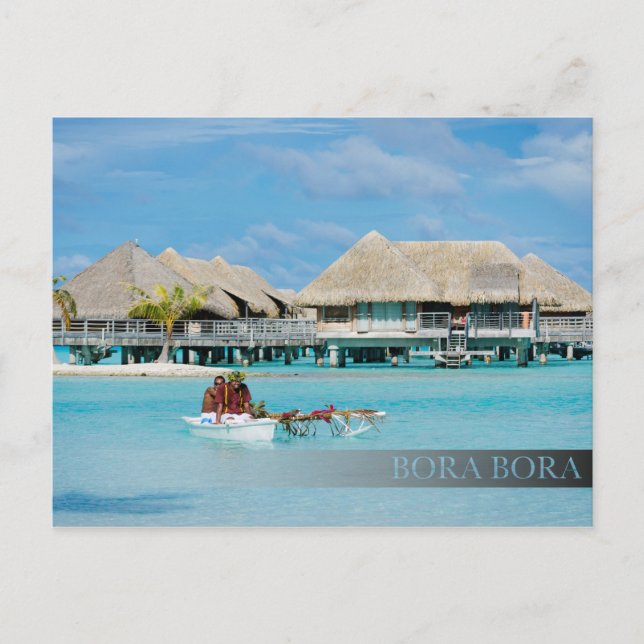 Bora Bora style breakfast service in canoe Postcard (Front)