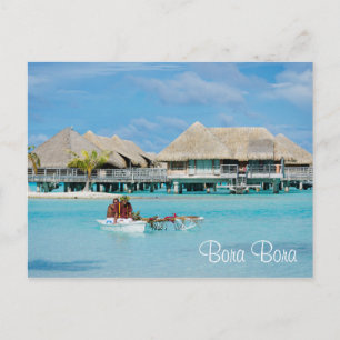 Bora Bora style breakfast service in canoe Postcard