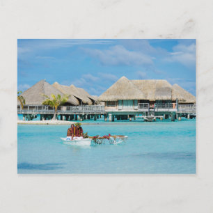Bora Bora style breakfast service in canoe Postcard