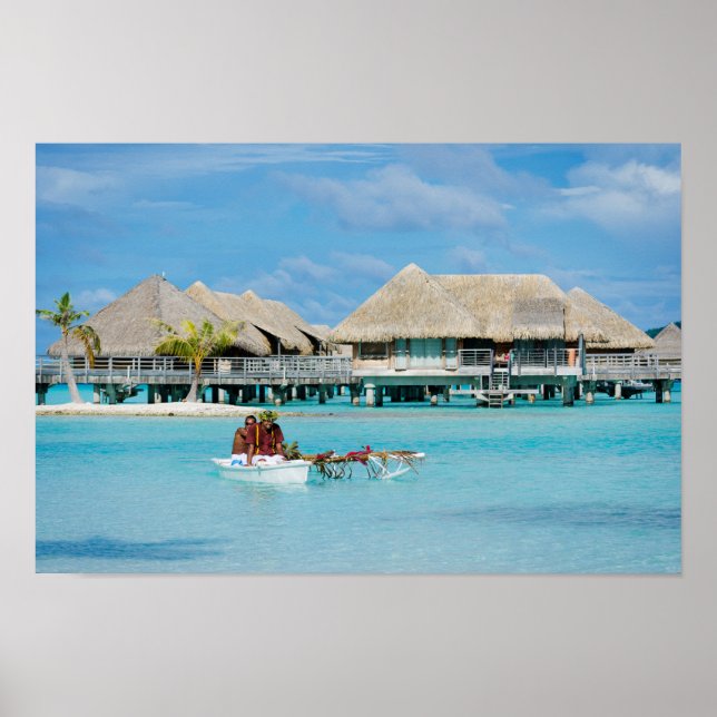 Bora Bora style breakfast service in canoe poster (Front)