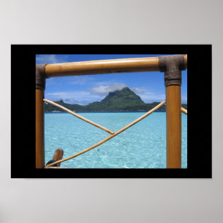 Bora Bora Tahiti Overwater Bungalow Railing View Poster