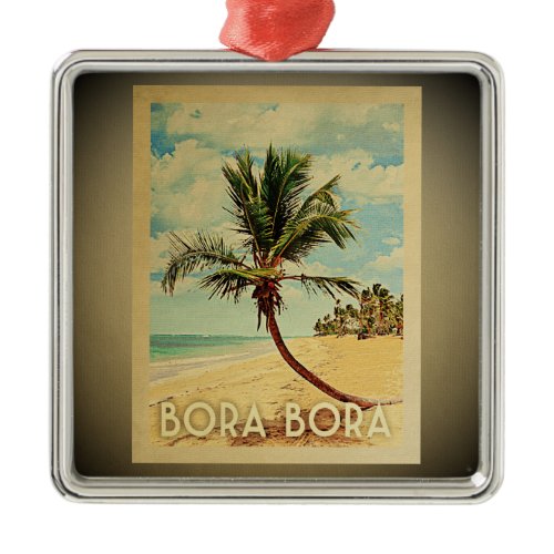 Bora Bora Vintage Travel Ornament Palm Tree