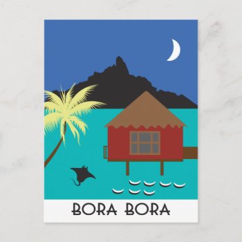 Bora Bora Vintage Travel Style Postcard by whereabouts at Zazzle