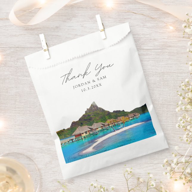 Bora Bora Wedding Favor Thank You Bag (Clipped)