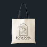 Bora Bora Wedding Welcome Destination Wedding Tote Bag<br><div class="desc">Welcome your Bora Bora destination wedding guests with these custom Wedding Welcome Bags! Embrace the sunny spirit of Bora Bora with this classic tote featuring a palm tree and ocean line sketch design. Customize it with the name and location of your wedding. Give your guests a stylish gift to be...</div>