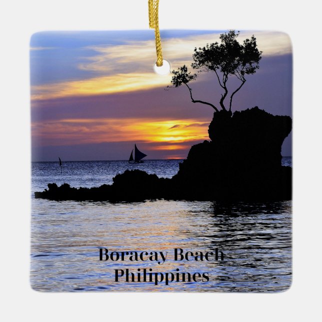 Boracay Beach, The Philippines, Ceramic Ornament (Front)