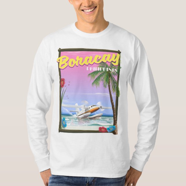 Boracay Philippines beach travel poster T-Shirt (Front)