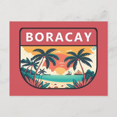 Boracay Philippines Retro Emblem Postcard