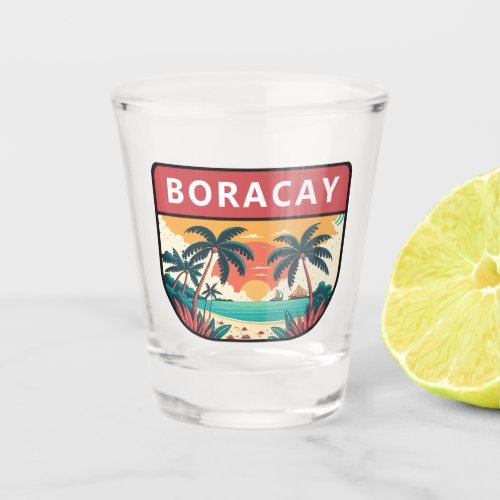 Boracay Philippines Retro Emblem Shot Glass
