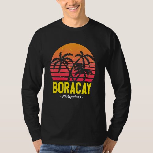 Boracay Philippines Sunset Palm Trees White Beach T_Shirt