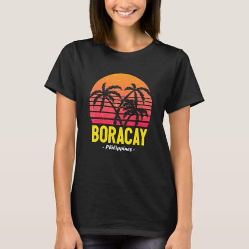 Boracay Philippines Sunset Palm Trees White Beach T_Shirt