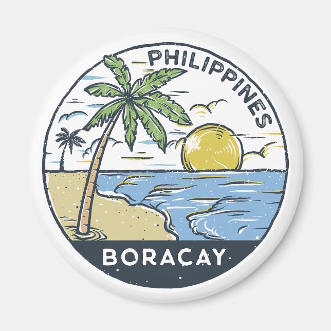 Boracay Philippines Vintage Magnet (Front)