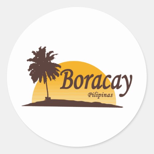 Boracay white classic round sticker