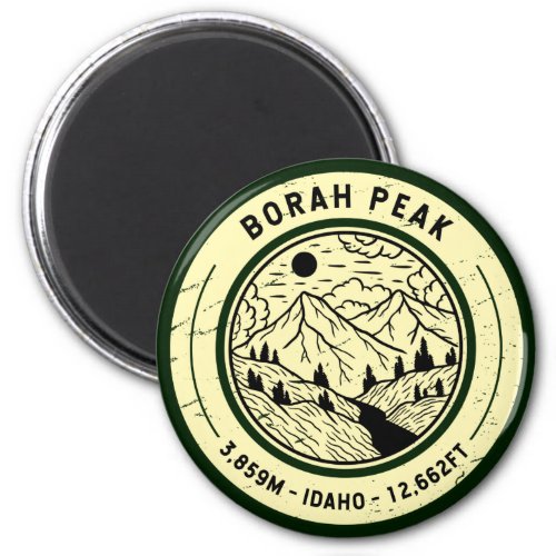 Borah Peak Idaho Hiking Skiing Travel Magnet