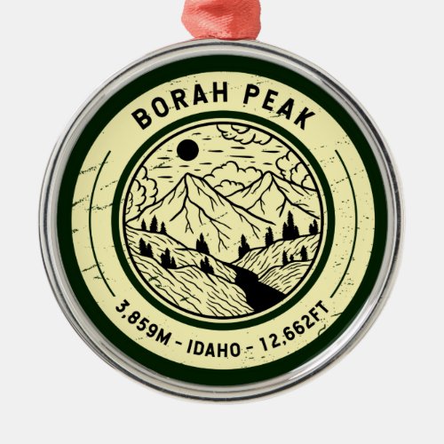 Borah Peak Idaho Hiking Skiing Travel Metal Ornament