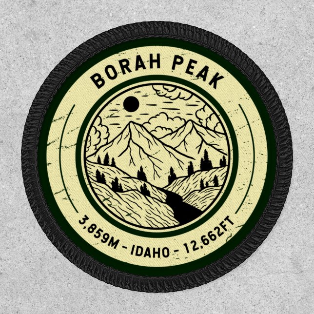 Borah Peak Idaho Hiking Skiing Travel Patch (Front)