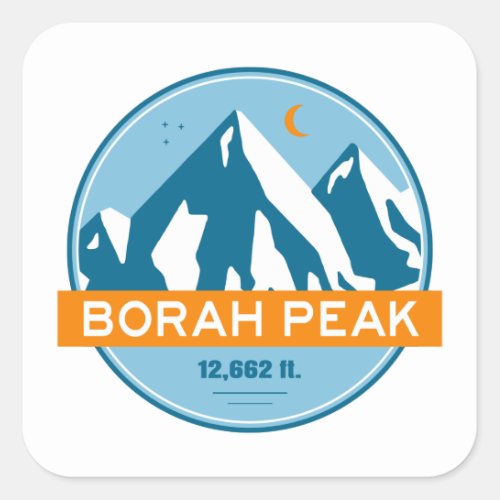 Borah Peak Stars Moon Square Sticker