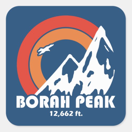 Borah Peak Sun Eagle Square Sticker
