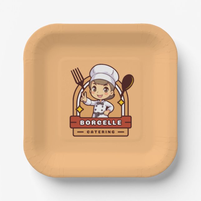 Borcelle Caters Custom Logo Paper Plates (Front)
