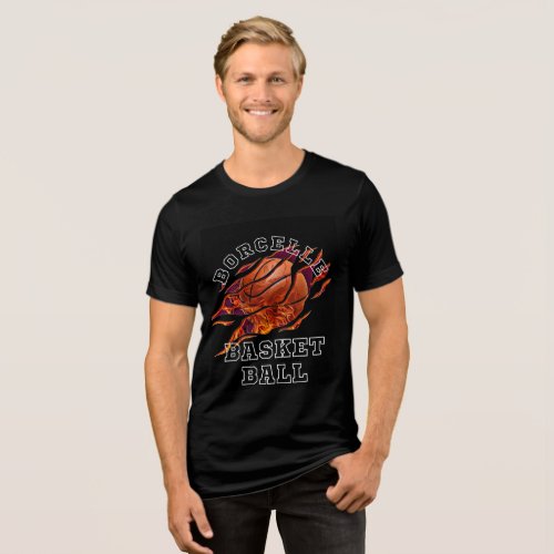 Borcelli Basketball Flame Tri_Blend Shirt