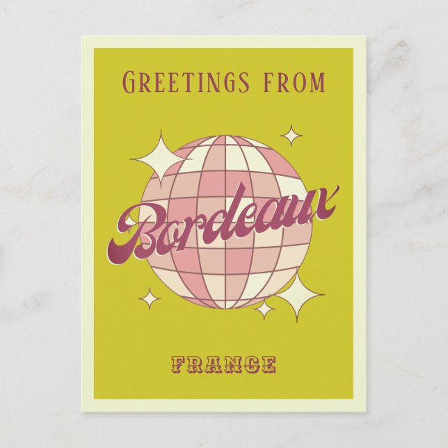 Bordeaux City France Retro Vintage green Postcard (Front)