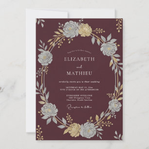 Bordeaux Classic Autumnal Wedding Invitation
