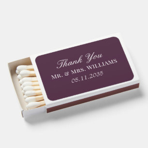 Bordeaux Color Wedding Thank You Guest Favors Matchboxes