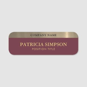 Bordeaux Dark Red Gold Royal Luxury Style Name Tag