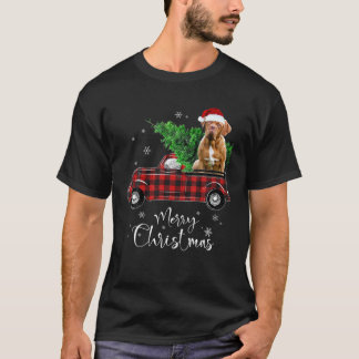 Bordeaux Dog Rides Red Truck Christmas Funny Dog T-Shirt