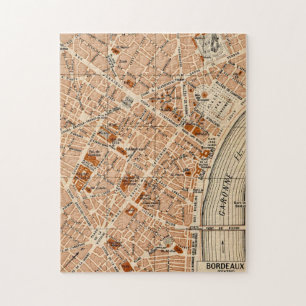 Bordeaux France 11x14 Vintage Map Jigsaw Puzzle