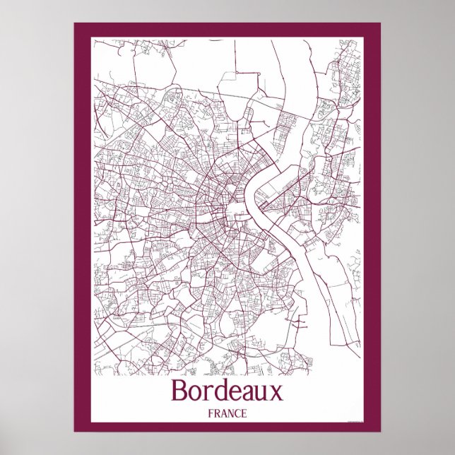 Bordeaux France City Map Poster (Front)