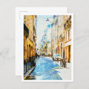Bordeaux France Oil Paint City Landscape Postcard