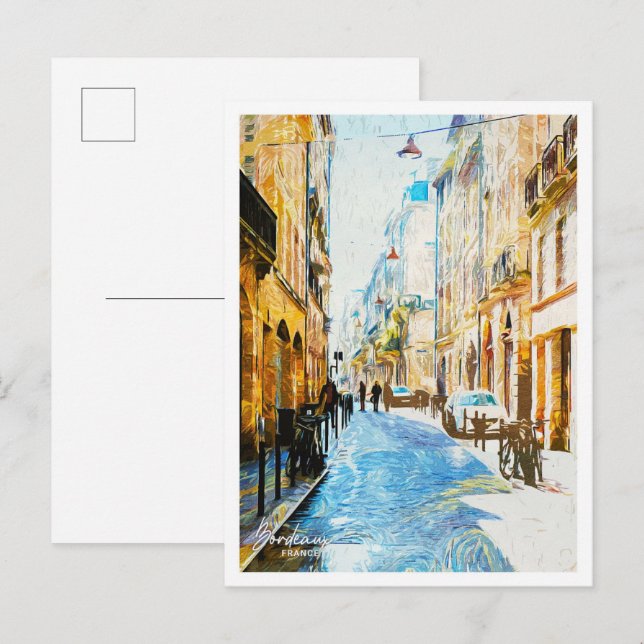 Bordeaux France Oil Paint City Landscape Postcard (Front/Back)
