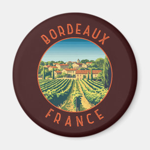 Bordeaux France Retro Distressed Circle Magnet