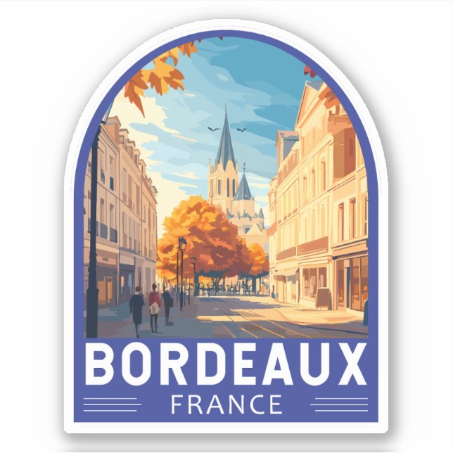 Bordeaux France Travel Art Emblem Sticker (Front)