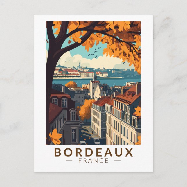 Bordeaux France Travel Art Vintage Postcard (Front)